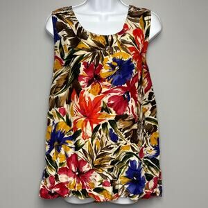 VTG Compagnie Internationale Express 100% Silk Resortwear Floral Top Womens Sz M